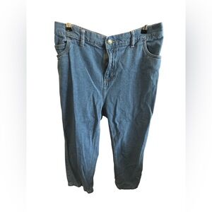 Woman Within Size 12W Capri Cutoff Blue Denim Jeans Casual Every Day Stretch